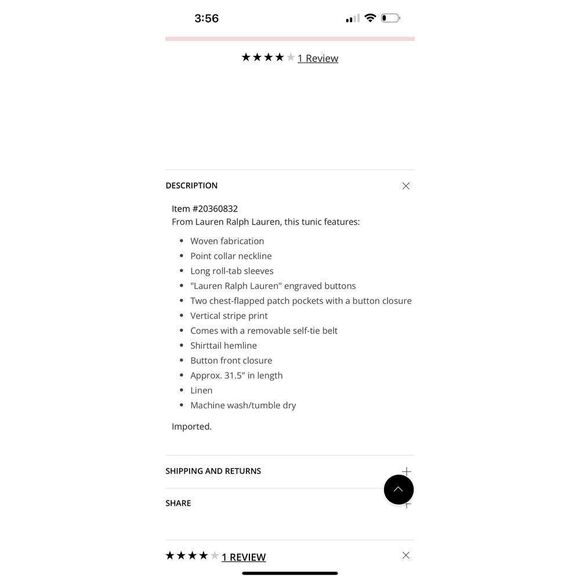 Lauren Ralph Lauren Striped Button Up Belted Linen Tunic - Picture 7 of 7